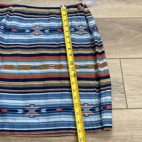 NWT Jones New York Linen Wrap Mini Skirt‎ Western Aztec Stripe Southwestern - Picture 13 of 14